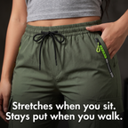 Close-up of the elasticated drawcord waistband of the Terrabound women's cargo trousers