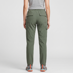 Terrabound women's cargo trousers in green worn, back view with two flap back pockets