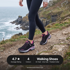 Woman walking a Cornish coastal path in the Terrabound women's walking shoes: 4.7 rating, 4 colours