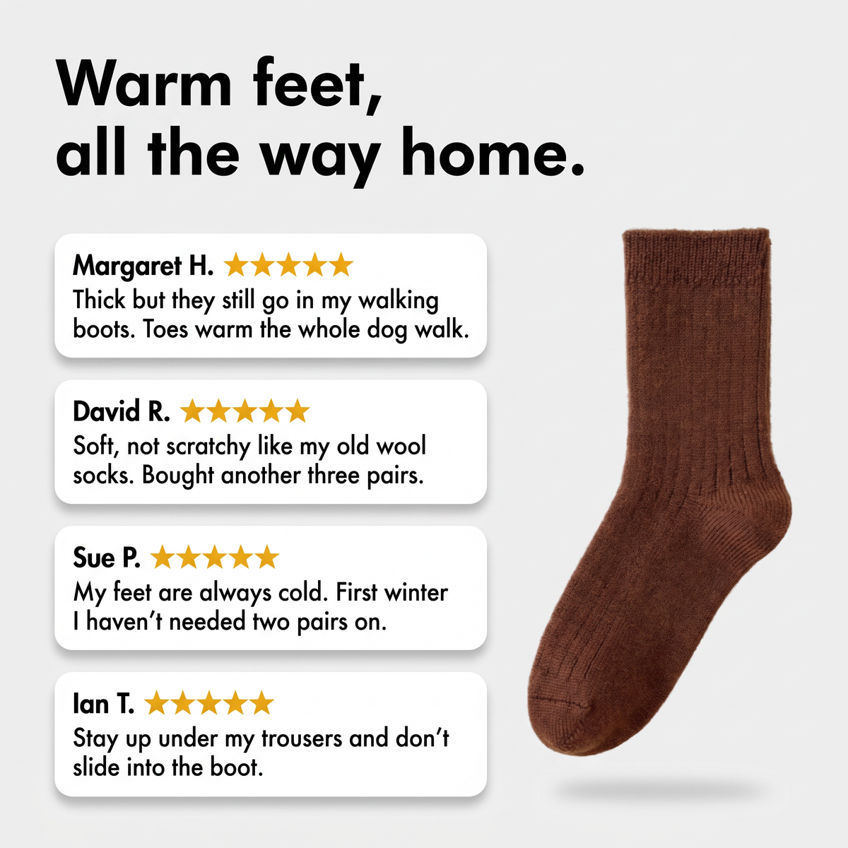 Customer comments on the wool socks