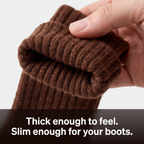 Folded cuff showing the thickness of the wool knit