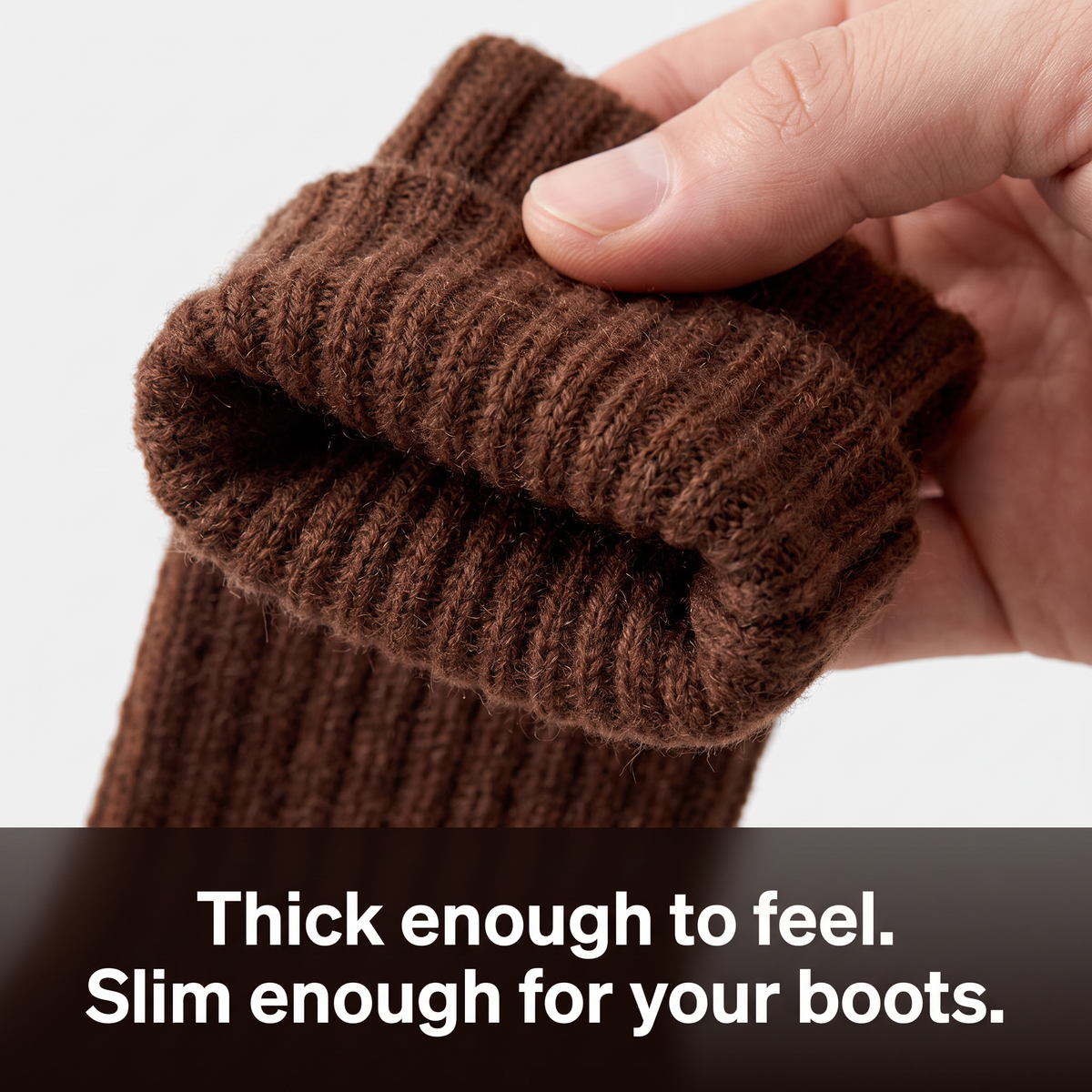 Folded cuff showing the thickness of the wool knit