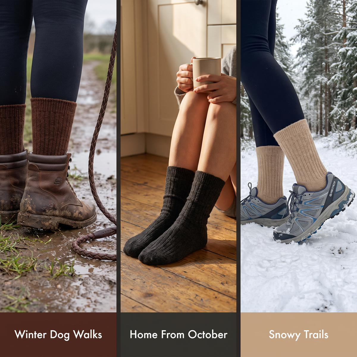 Wool socks for dog walks, at home and on snowy trails